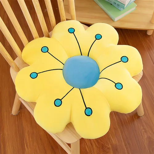 AZCHEN Cojín de suelo de flores, cojín de silla, cojín de flores, decoración del hogar, almohada de lectura (17.7 pulgadas, amarillo)