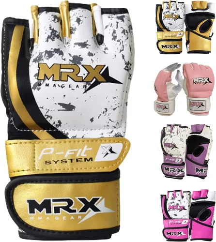 MRX MMA Guantes de boxeo para hombres y mujeres | Guantes de kickboxing con palmas abiertas Guantes de agarre para saco de boxeo | Guantes de boxeo