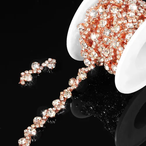 Miniatura 11 de Kigeli Bling Adorno de Diamantes de Imitación con Cadena de Cristal, Adorno de Diamantes de Imitación para Costura, Adornos para Vestidos DIY, Ropa
