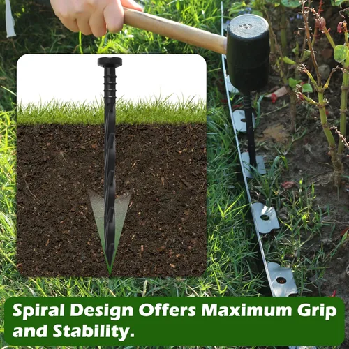 Miniatura 4 de Gardzen 100 piezas de picos de anclaje para bordes de paisaje, estacas de 6 pulgadas para bordes de césped, pavimento y patio para barrera