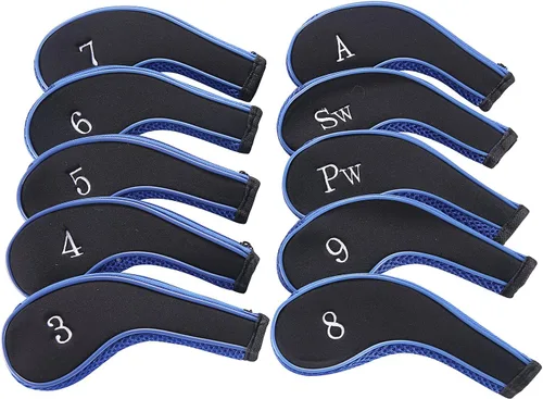 Miniatura 6 de Neopreno Cremallera Golf Club Hierro Cabeza Cubiertas Hierro Cubiertas 10pcs/Set Negro&blanco