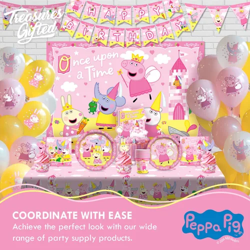 Miniatura 8 de Treasures Gifted Decoraciones de cumpleaños con licencia oficial de la princesa Peppa Pig – Sirve a 16 invitados – Juego de vajilla
