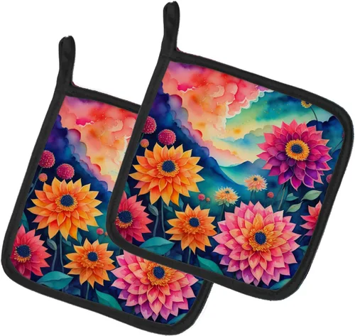 Miniatura 72 de Caroline's Treasures Juego de soportes para ollas de cocina coloridos de Asters, resistentes al calor, almohadillas calientes para cocinar, hornear