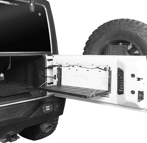 Miniatura 4 de Hooke Road JK Wrangler Mesa de Puerta Trasera Estante de Almacenamiento de Metal Plegable Estante de Carga para Jeep Wrangler JK y Unlimited