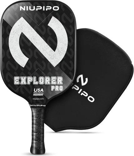 niupipo Pickleball Paddles Set of 2/4/1, USAPA Approved Carbon Fiber & Fiberglass Hybrid, Easy Power, Polypropylene Honeycomb Core, Cushioned 4.72"