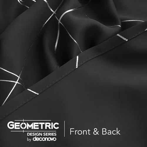 Miniatura 5 de Deconovo Cortinas opacas para dormitorio con estampado de líneas geométricas, juego de 2 paneles, eficiencia energética, con ojales, para oscurecer