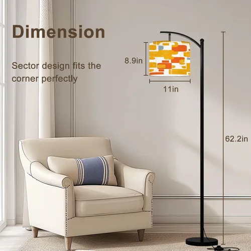 Miniatura 2 de Arc Floor Lamp Aesthetic mid century seamless retro design Decorative 50 s 60 s 70 s Tall Standing Lamp Modern Dimmable with Remote Adjustable Drum