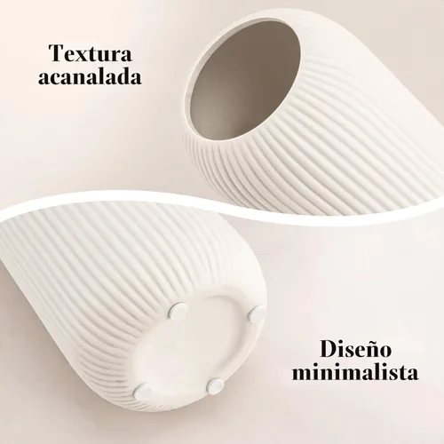 Miniatura 4 de Jarrón de cerámica para flores – Jarrón moderno pequeño con textura acanalada para decoración del hogar, hierba de pampas, decorativo, estilo Blanco