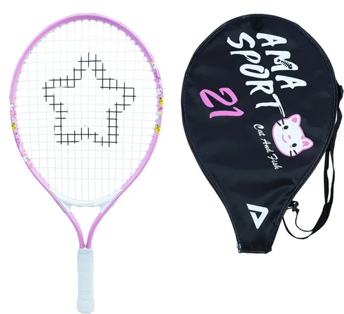 AMA SPORT Raqueta de tenis para niños pequeños, kit de iniciación de raqueta de tenis de 17 a 25 pulgadas para niñas y niños con bolsa de nailon Rosa