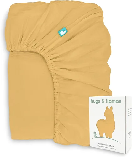 Miniatura 9 de Hugs & Llamas Sábana bajera ajustable de muselina de algodón 100% orgánico Sábanas de cuna premium para niños y niñas Sábanas orgánicas