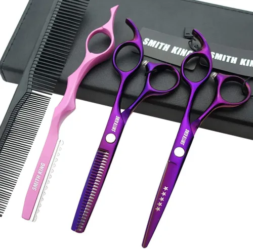 Juego de tijeras de corte de pelo de 5.5 pulgadas con peines de afeitar, estuche para tijeras de cuero, tijeras de corte de cabello, tijeras para