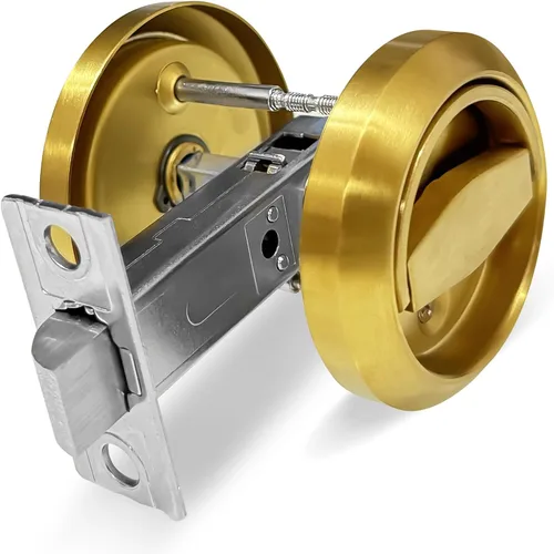 Miniatura 11 de Cerradura de puerta redonda empotrada, manija de puerta empotrada oculta de acero inoxidable 304, perilla de puerta de perfil bajo para puerta