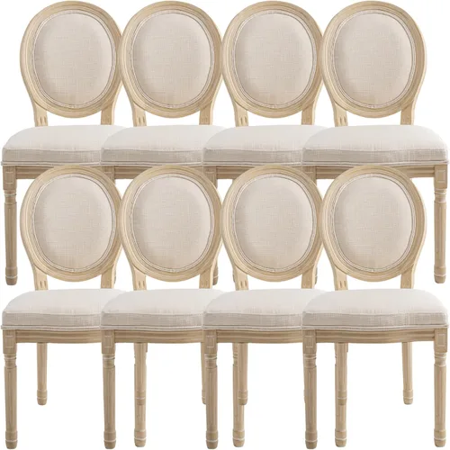 Miniatura 32 de chairus Juego de 2 Sillas de Comedor Estilo Granja Sillas de Comedor de Casa de Campo Francés Sillas Tapizadas de Tela Vintage con Respaldo Redondo