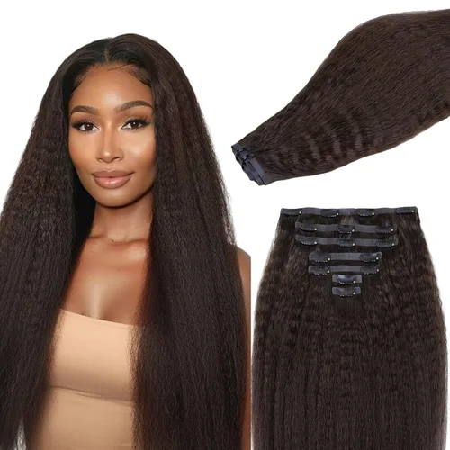 Miniatura 47 de Lashey - Extensiones de cabello con clip sin costuras, de cabello humano real, 7 unidades, 110 g, 14 pulgadas, color negro natural, lacio