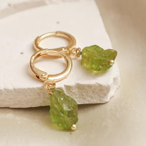 Miniatura 57 de Gempires Handmade Gemstone Hoop Earrings Raw Crystal Dangle Jewelry Hypoallergenic Gold Plated Lightweight Elegant Jewelry Gifts For Women
