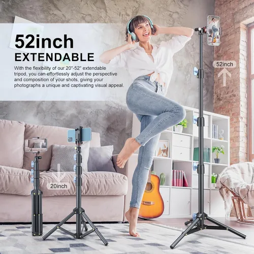 Miniatura 5 de Selfie Stick & Tripod LINCO, integrado, resistente, ligero, control remoto Bluetooth para dispositivos Apple y Android, pies de trípode separables