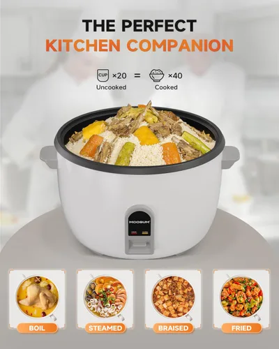 Miniatura 3 de Arrocera comercial, gran capacidad para 20 tazas (sin cocinar), 40 tazas (cocidas) con operación de un solo toque y 12 horas de mantenimiento