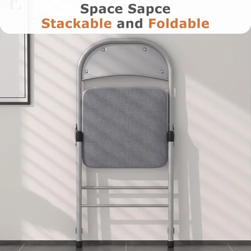 Miniatura 7 de VECELO Paquete de 4 sillas plegables acolchadas, asiento y respaldo acolchados cómodos con marco de acero, para oficina, interiores y exteriores