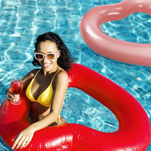 Miniatura 7 de Sumind Flotador de piscina con forma de corazón, 2 piezas, 47.3 x 39.4 pulgadas, anillos de natación inflables para despedida de soltera, tubo