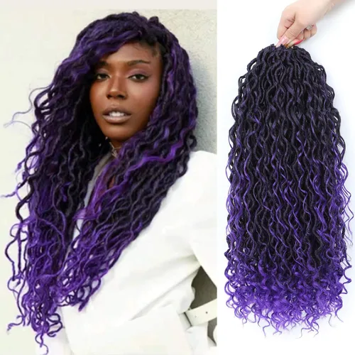 Miniatura 20 de 6 paquetes de cabello sintético rizado de Locs Crochet de 22 pulgadas, cabello de ganchillo estilo diosa, trenzas hippie sintéticas, extensiones