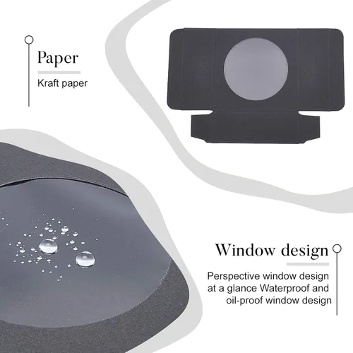 Miniatura 4 de BENECREAT Paquete de 24 cajas de papel kraft con ventana transparente de 3 x 3 x 1.2 pulgadas, cajas de embalaje de regalo de papel kraft negro