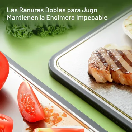 Miniatura 5 de Tabla de cortar de acero inoxidable de doble cara para cocina, tabla de cortar resistente a los arañazos de 16 x 11 pulgadas para carne, verduras