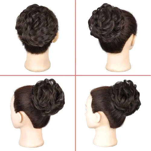 Miniatura 3 de KETHBE Extension de Cabello con Moño Desordenado para Mujer, Banda Elástica para Peinados Rizados, Extensiones de Cabello para Moños, Scrunchie