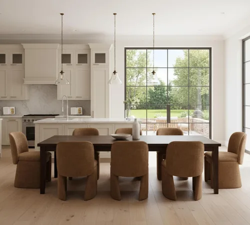 Miniatura 14 de Hyfirm Juego de 4 sillas de comedor tapizadas modernas, sillas de comedor laterales de chenilla, sillas de cocina sin brazos, sillas Parsons