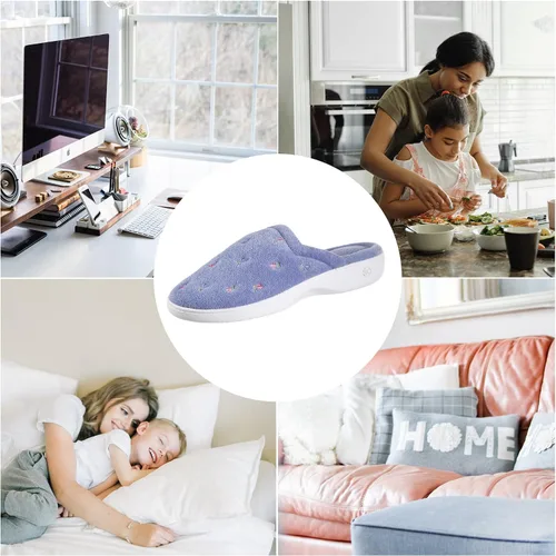 Miniatura 4 de isotoner Pantuflas de rizo para mujer con espuma viscoelástica para mayor comodidad en interiores y exteriores