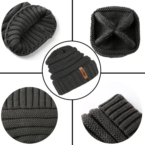 Miniatura 3 de Aneco Conjunto de bufanda de punto cálido de invierno para hombres y mujeres bufanda elástica suave