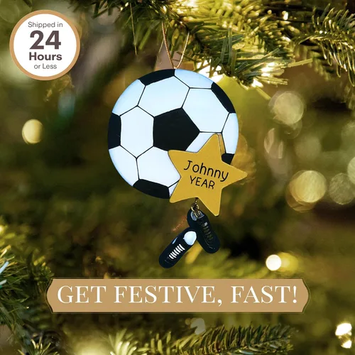 Miniatura 2 de Adorno de fútbol personalizado 2026 Adornos de Navidad deportivos grabados con láser para árbol Bola personalizada con regalo de recuerdo