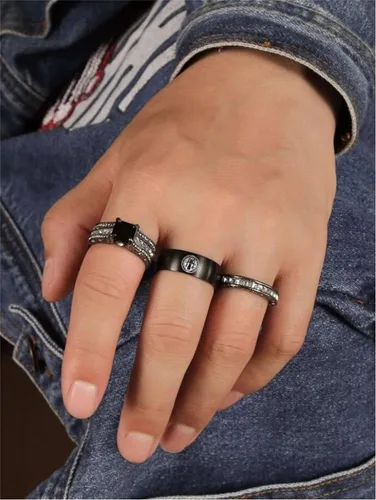 Miniatura 5 de Anillo de protección de San Benito para cristiano de acero inoxidable San Benito Cristo Señor oración alianza de boda para mujeres y hombres amuleto