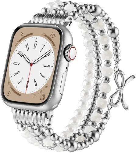 Miniatura 15 de AIRSPO Pulseras de cuentas compatibles con Apple Watch Band de 38, 40, 41, 42, 44 y 45 mm, hechas a mano, para series SE 8, 7, 6, 5, 4, 3, 2, 1