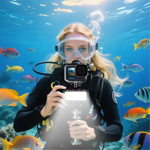Miniatura 7 de Suptig Luz de buceo de alta potencia regulable impermeable LED luz de vídeo relleno luz nocturna buceo subacuático luz impermeable 147 pies