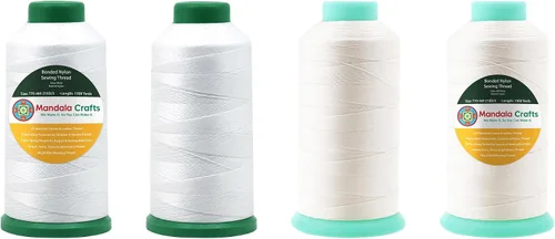 Miniatura 291 de Mandala Crafts - Hilo de nailon para coser cuero, tapicería, mezclilla y para trenzar el pelo; resistente, 1500 yardas, tamaño 69 T70 Marrón