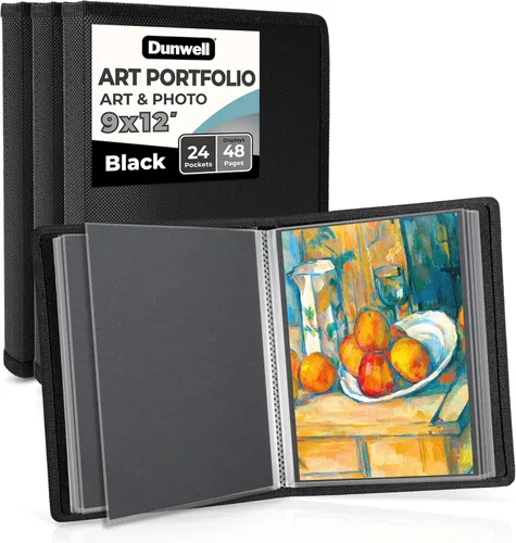 Miniatura 15 de Dunwell Art Portfolio - Carpeta de 9 x 12 pulgadas (azul), papel de montaje negro, carpeta de portafolio para obras de arte, carpeta de arte de 9 x