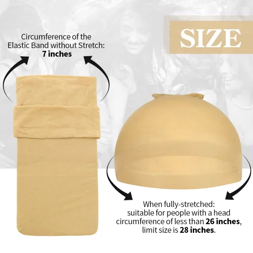 Miniatura 2 de Dreamlover Gorros de Peluca de Media Beige para Mujeres, 12 Piezas