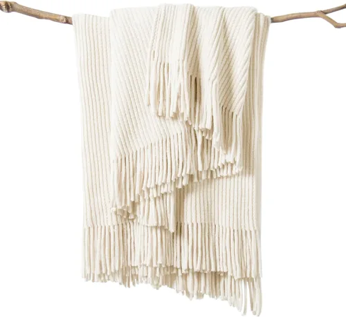 Miniatura 16 de lifein Manta de felpilla de 50 x 60 pulgadas, suave manta de punto bohemio para sofá, acogedora decoración de casa de campo, manta ligera para todas