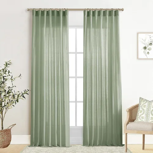 Miniatura 36 de XTMYI - Cortinas transparentes de 54 pulgadas de largo, juego de 2 paneles para baño, cortinas cortas de lino y algodón con semi privacidad