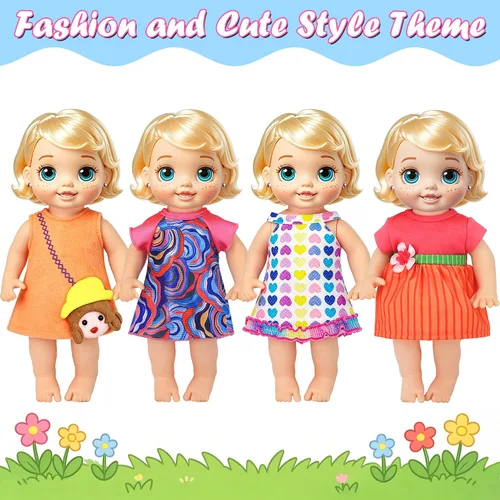 Miniatura 5 de ebuddy 10 juegos de ropa de muñeca de bebé viva, ropa y accesorios para muñecas de 10 pulgadas, muñecas de bebé de 12 pulgadas