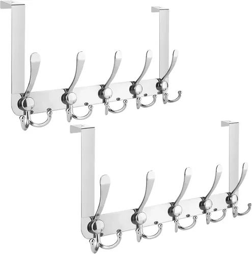 Miniatura 12 de TICONN Ganchos sobre la puerta, 5 ganchos resistentes de triángulo para colgar abrigos, todo metal, para baño, dormitorio, residencia