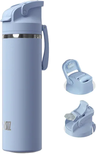 Miniatura 23 de OISIZ Botella de agua aislada de 20 onzas con boquilla 2 en 1 y tapa de popote, cierre de seguridad de un clic, 100% a prueba de fugas, mantiene