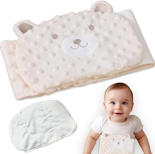 Almohadilla térmica de semillas para alivio de cólicos para bebés con suave calor para aliviar los gases y malestar estomacal (beige, 0.0 ft+)