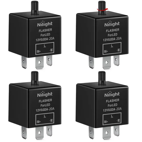 Miniatura 9 de Nilight 4 piezas relé intermitente ajustable de 2 pines, relé intermitente electrónico, 12V, corrige la señal de giro de motocicleta e intermitente