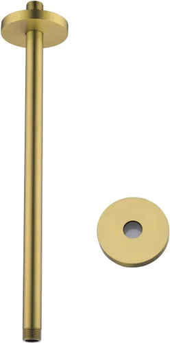 Miniatura 44 de Brazo de ducha montado en el techo de 4 pulgadas, extensión de cabezal de ducha negro mate con escudo único a juego, conexión estándar de 1/2