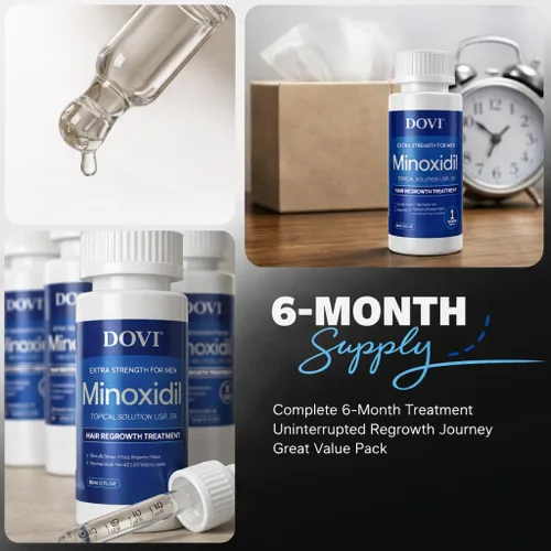 Miniatura 4 de Dovi Minoxidil - Tratamiento para el crecimiento del cabello al 5% para hombres, solución tópica avanzada extra fuerte, suministro de 6 meses, ayuda