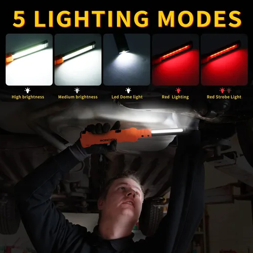 Miniatura 2 de Luces LED de trabajo recargables, linterna de mano para hombre, regalo de cumpleaños, luz de trabajo magnética, rotación de 360°, 5 modos, linterna