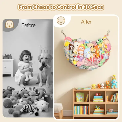 Miniatura 2 de YECAYE Red de animales de peluche, hamaca para decoración de habitación, mejorada de 60 pulgadas para todos los organizadores de muñecas de peluche