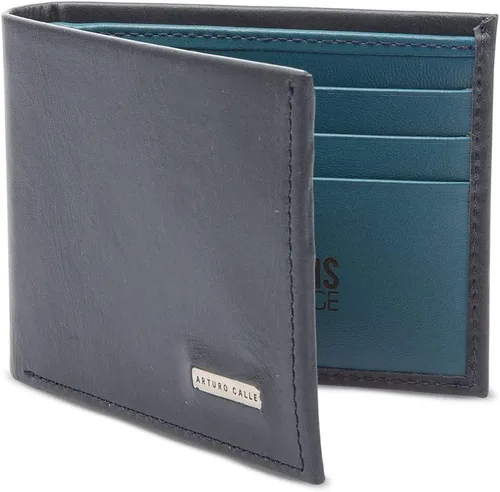 Miniatura 3 de AC ARTURO CALLE Cartera de cuero para hombre clásica, RFID Bifold, New England Azul, Classic