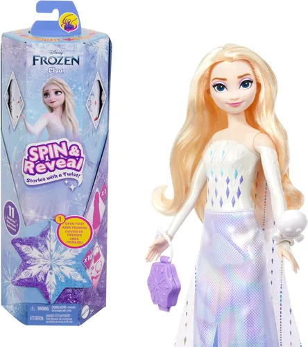 Miniatura 11 de Mattel Disney Princess Ariel - Juego de muñecas de moda, gira y revela con 11 sorpresas, incluyendo 5 accesorios, 5 calcomanías y escena de juego